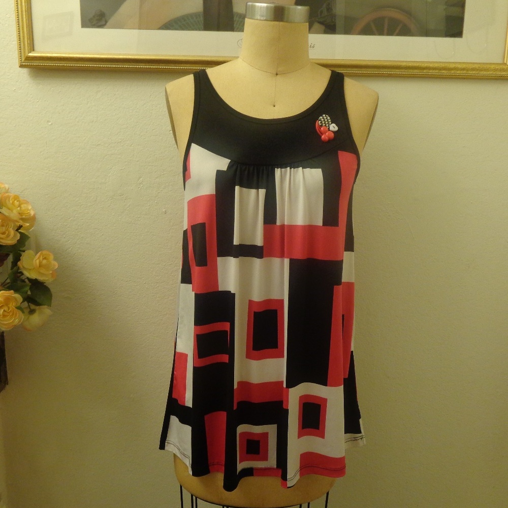 Forever 21 Mod Colorblock Black Pink Blouse Top